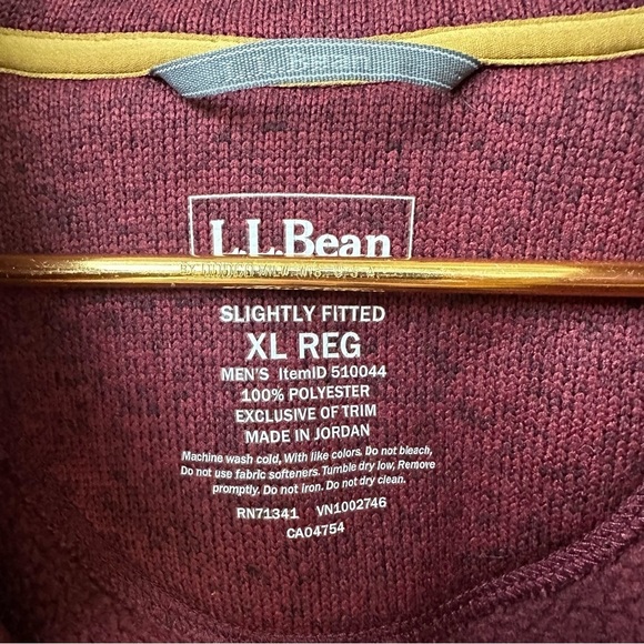 L.L. Bean Burgundy Gold Sweater Fleece Snap Pullover Jacket XL Hiking Retro - Picture 4 of 9